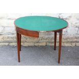 Antique Victorian Mahogany Demi-Lune Card Table