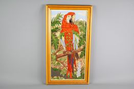 A Spanish-made Four Ceramic Tile Picture Depicting a Parrot