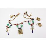 Antique Egyptian 9ct Gold Semi-Precious Stone and Enamel Coptic Necklace