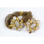 Two Georgian Gold-Metal Agate Hair Mourning Bracelet