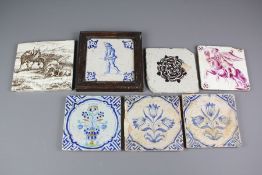 Seven Miscellaneous Antique Ceramic Tiles