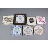 Seven Miscellaneous Antique Ceramic Tiles