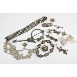 A Collection of Miscellaneous Silver and Silver-Metal Jewellery