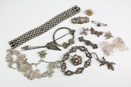 A Collection of Miscellaneous Silver and Silver-Metal Jewellery