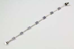 Italian 9ct White Gold Sapphire & Diamond Bracelet