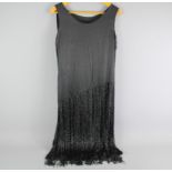 Four Black Silk Art Deco Evening Purses and a Dress