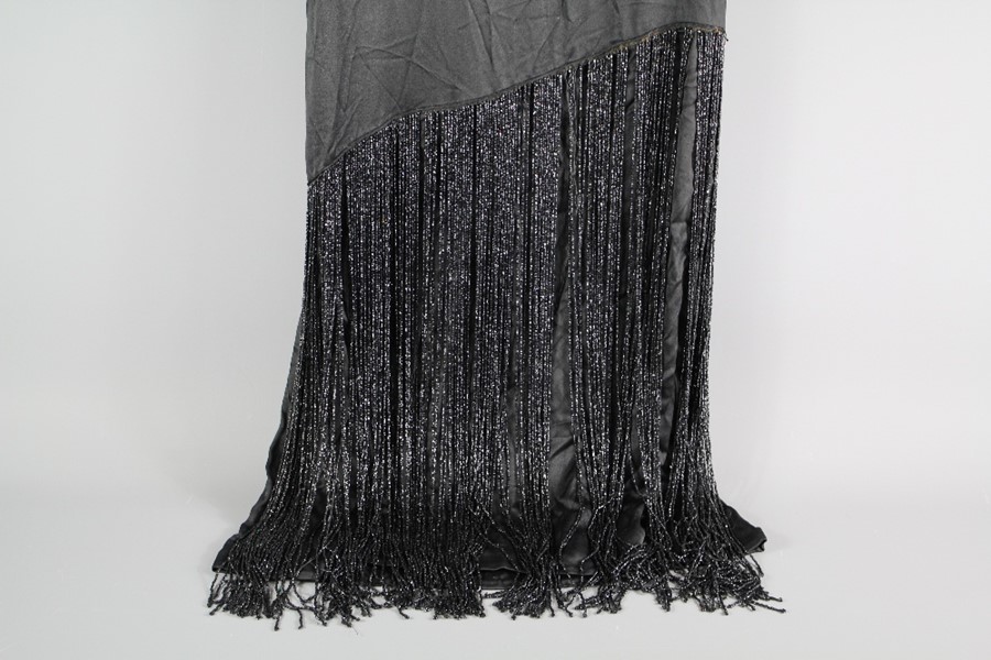 Four Black Silk Art Deco Evening Purses and a Dress - Image 7 of 11