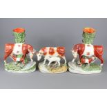 Three 19th Century Staffordshire Spill Vases