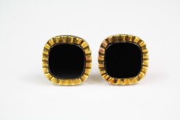 A Pair of 14ct Gold Black Onyx Cufflinks