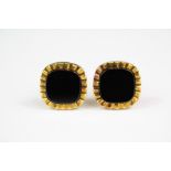 A Pair of 14ct Gold Black Onyx Cufflinks