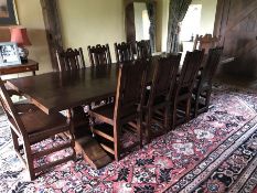 A Large Oak Bylaws Refectory Dining Table