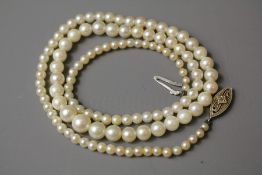 A Very Fine Antique Graduated Pearl Necklace