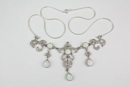 A Silver Belle Epoque-Style Opal and Silver Necklace