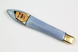 Lacloche Freres Art Deco Gold and Blue Guilloche Enamel Pencil Cover
