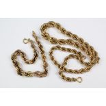 A 14ct Gold Graduated Rope-Chain Necklace and Bracelet