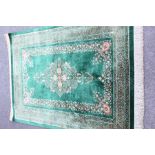 A Stunning Persian Emerald Green Pure Silk Qum Carpet/Wall Hanging