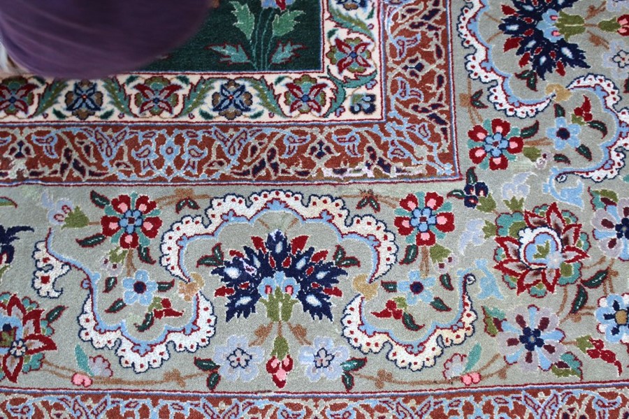 A Persian Silk and Wool Miniator Pictorial Carpet - Image 2 of 8