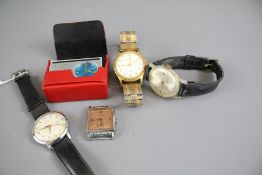 A Box Containing Five Gentleman's Vintage Wrist Watches