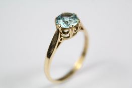 A Lady's 9ct Gold Blue Zircon Ring