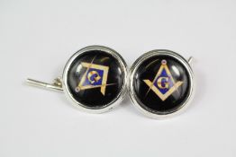 A Pair of Silver and Enamel Masonic Cufflinks