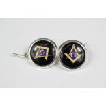 A Pair of Silver and Enamel Masonic Cufflinks