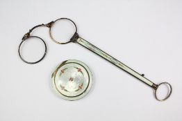 Antique French Enamel and Silver Powder Compact