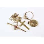 A 9ct Gold Diamond and Ruby Bar Brooch