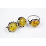 A Vintage Silver and Amber Ring