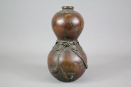 A Japanese Bronze Double Gourd Vase