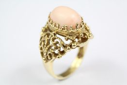 A Lady's 14ct Yellow Gold and Coral Marilyn Cooperman Modernistic Ring