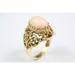 A Lady's 14ct Yellow Gold and Coral Marilyn Cooperman Modernistic Ring