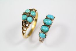 Antique 18ct Yellow Gold Turquoise and Diamond Ring