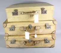 Three Vintage Velum Travelling Suitcases