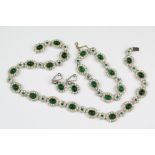 A Vintage Ciro of Bond Street Green and White Stone Necklace