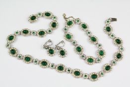 A Vintage Ciro of Bond Street Green and White Stone Necklace