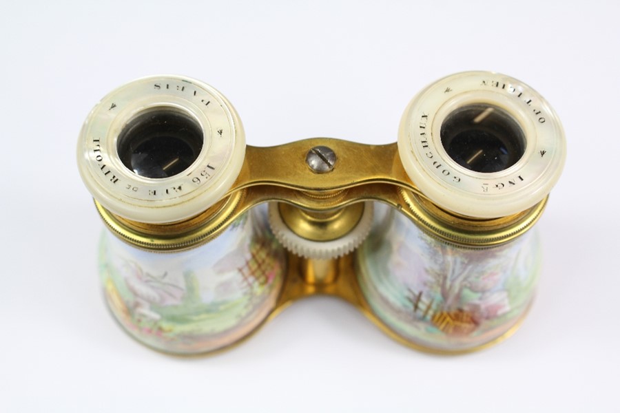 Antique L'ingeur Godchaux Mother of Pearl and Porcelain Opera Glasses - Image 5 of 7