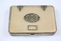 An Art Deco Silver and Rock Crystal Powder Compact