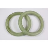 Two Antique Asian Green Jade Bangles