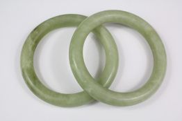 Two Antique Asian Green Jade Bangles