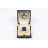 A Stunning Platinum 7.5ct Natural Vivid Peacock Blue Sapphire Ring