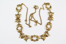 A 9ct Gold Leaf Design Neckace