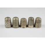 Five Silver Sewing Thimbles