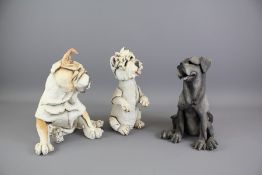 Three "Mutts" Ceramic Figures of Dogs