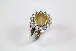 Taylor & Heart Bespoke 18ct White Gold, Yellow Sapphire and Diamond Floral Ring