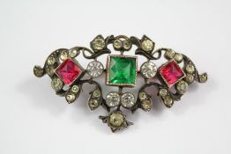 An Antique 9ct Gold and Silver Paste Brooch