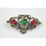 An Antique 9ct Gold and Silver Paste Brooch