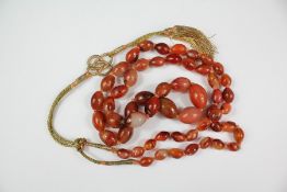 Antique Indian Red Agate Graduated Oval Beads