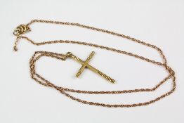 A 9ct Yellow Gold Cross Pendant and Chain