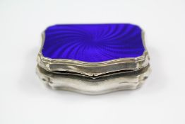 A Silver and Blue Enamel Pill Box