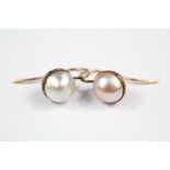 A Pair of Antique 9ct Yellow Gold Button Pearl Earrings